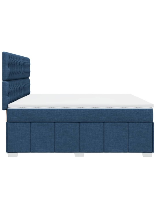 Box spring postel s matrací modrá 200x200 cm textil