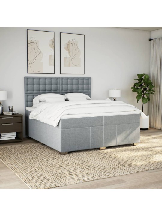 Box spring postel s matrací světle šedá 200 x 200 cm textil