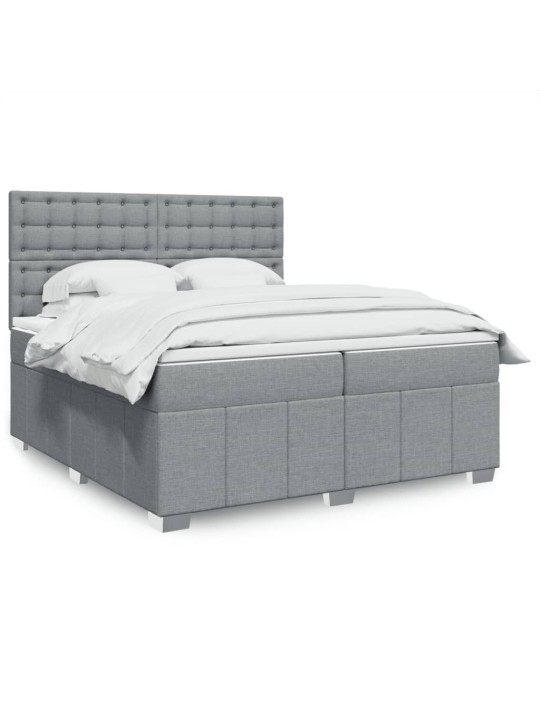 Box spring postel s matrací světle šedá 200 x 200 cm textil