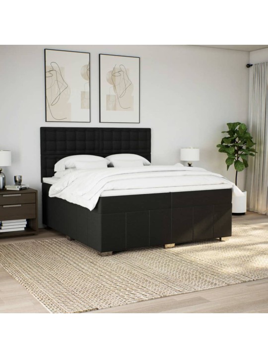 Box spring postel s matrací černá 200x200 cm textil