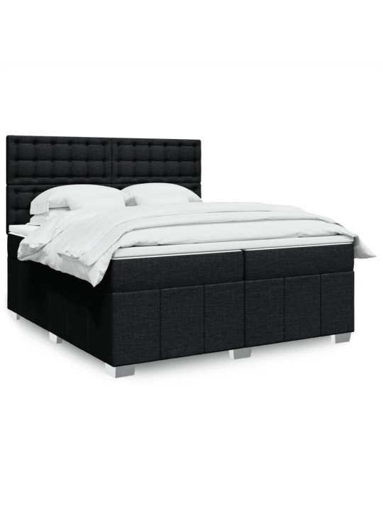 Box spring postel s matrací černá 200x200 cm textil