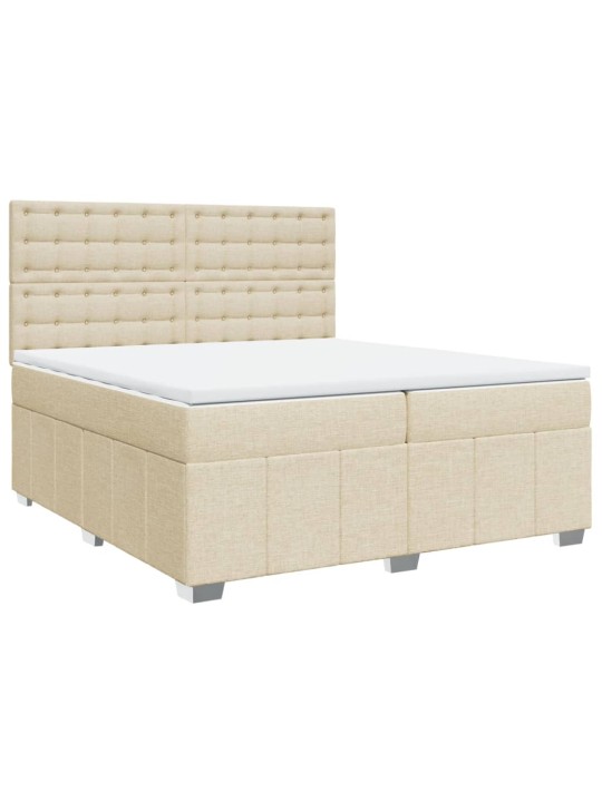 Box spring postel s matrací krémová 200x200 cm textil
