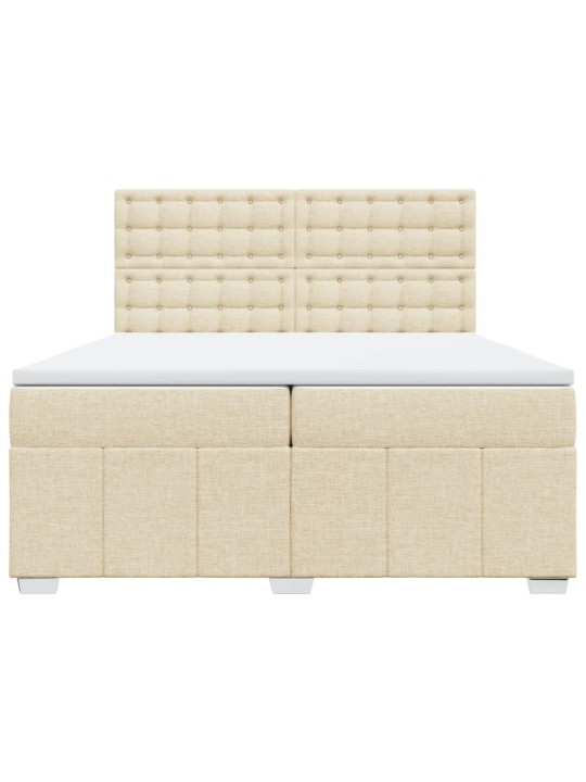 Box spring postel s matrací krémová 200x200 cm textil