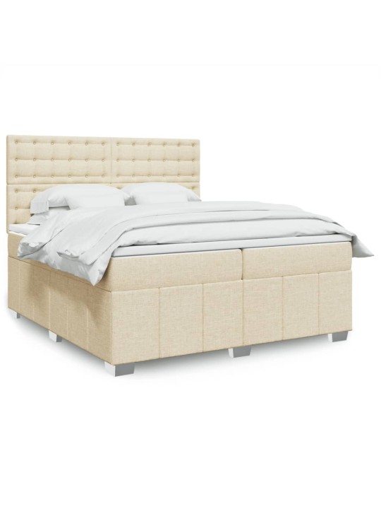 Box spring postel s matrací krémová 200x200 cm textil