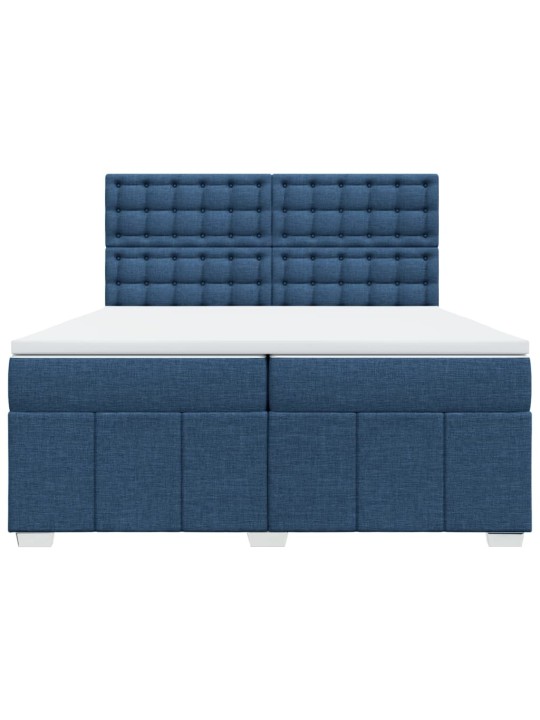 Box spring postel s matrací modrá 200x200 cm textil