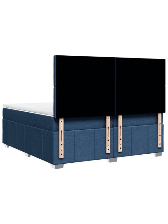 Box spring postel s matrací modrá 200x200 cm textil