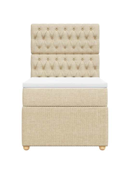 Box spring postel s matrací krémová 80 x 200 cm textil