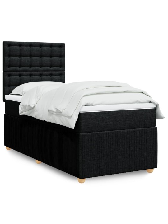 Box spring postel s matrací černá 80 x 200 cm textil
