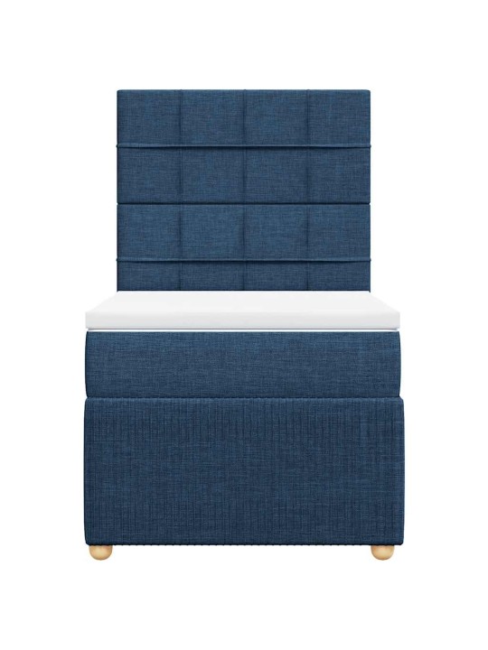 Box spring postel s matrací modrá 90x190 cm textil