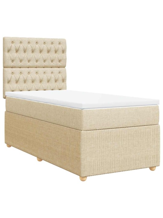 Box spring postel s matrací krémová 90x190 cm textil