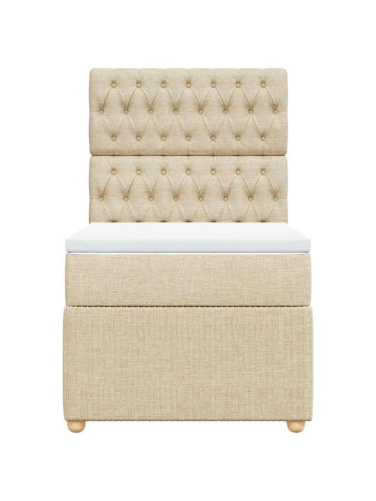 Box spring postel s matrací krémová 90x190 cm textil
