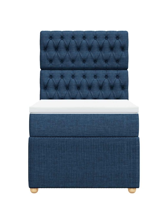 Box spring postel s matrací modrá 90x190 cm textil