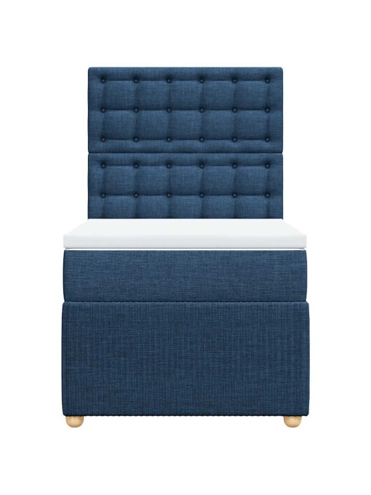 Box spring postel s matrací modrá 90x190 cm textil