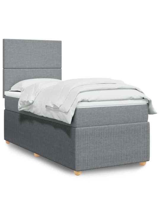 Box spring postel s matrací světle šedá 90x200 cm textil