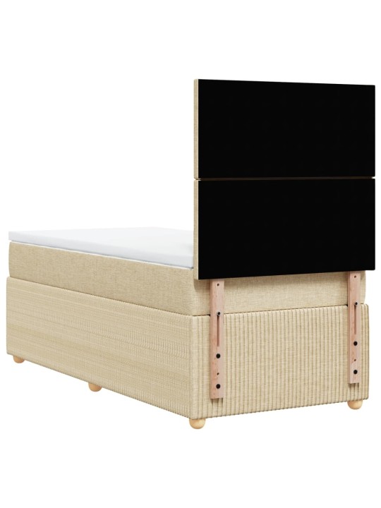Box spring postel s matrací krémová 90x200 cm textil