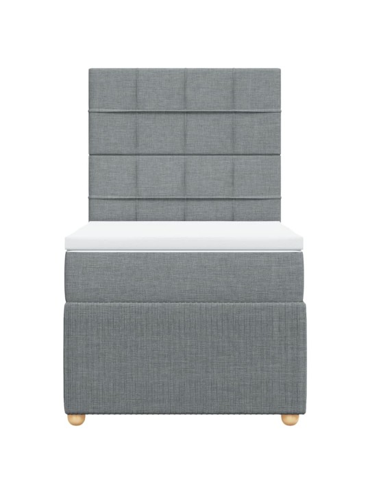 Box spring postel s matrací světle šedá 90x200 cm textil