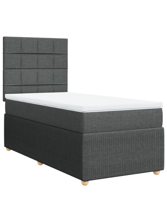 Box spring postel s matrací tmavě šedá 90x200 cm textil