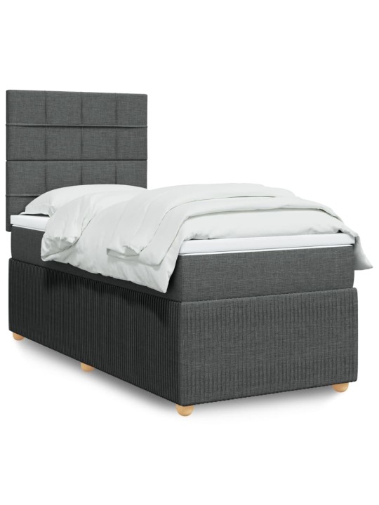 Box spring postel s matrací tmavě šedá 90x200 cm textil