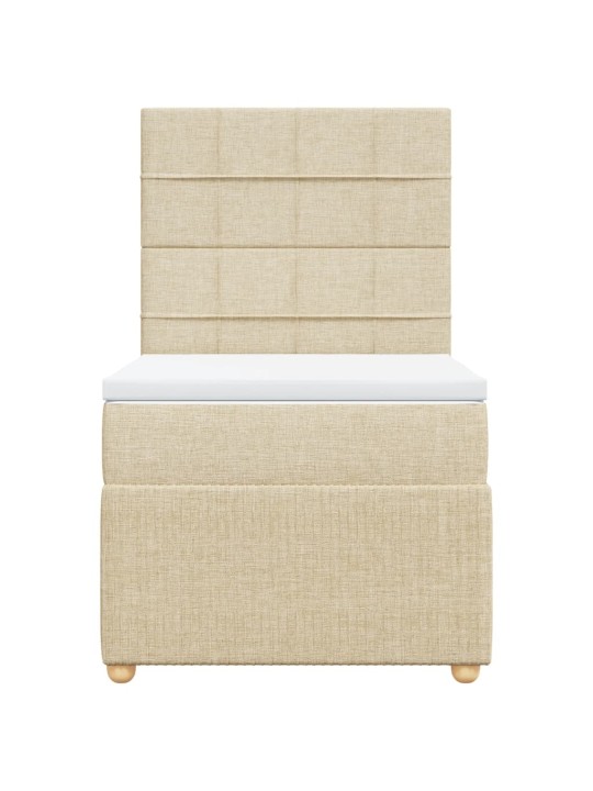 Box spring postel s matrací krémová 90x200 cm textil