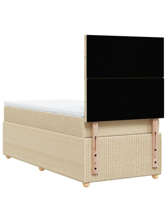 Box spring postel s matrací krémová 90x200 cm textil
