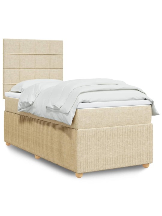 Box spring postel s matrací krémová 90x200 cm textil