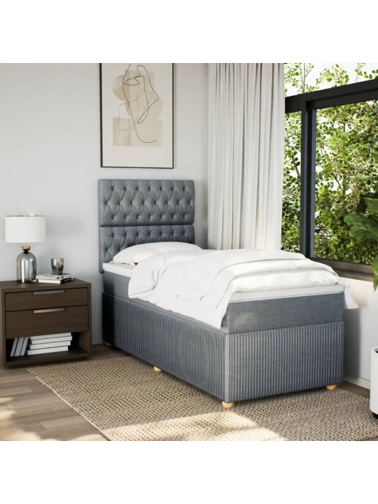 Box spring postel s matrací světle šedá 90x200 cm textil