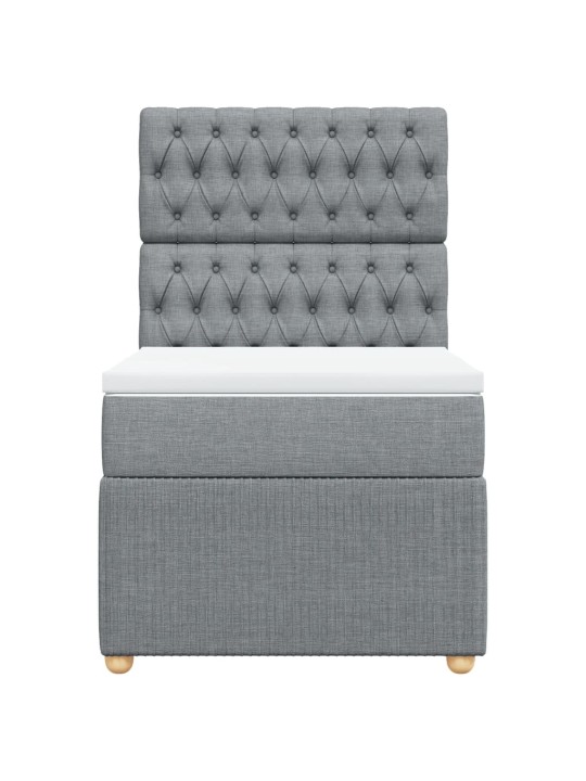 Box spring postel s matrací světle šedá 90x200 cm textil