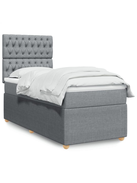 Box spring postel s matrací světle šedá 90x200 cm textil