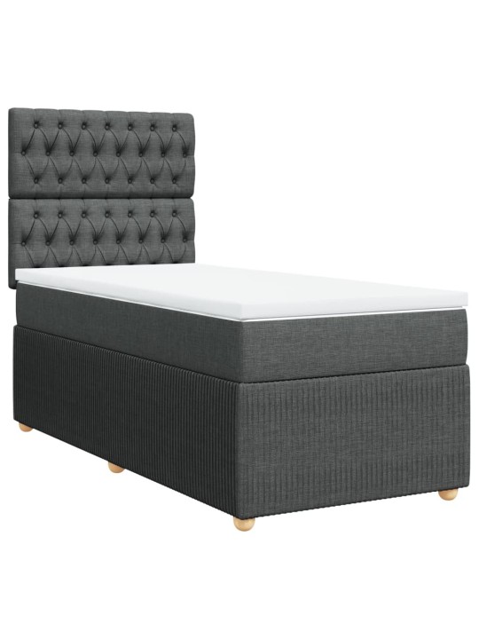 Box spring postel s matrací tmavě šedá 90x200 cm textil