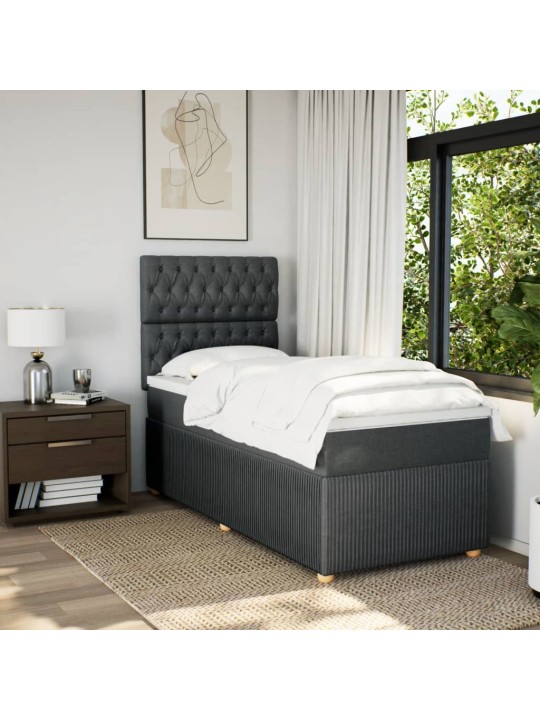 Box spring postel s matrací tmavě šedá 90x200 cm textil