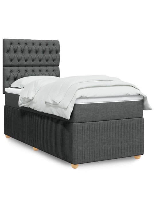 Box spring postel s matrací tmavě šedá 90x200 cm textil
