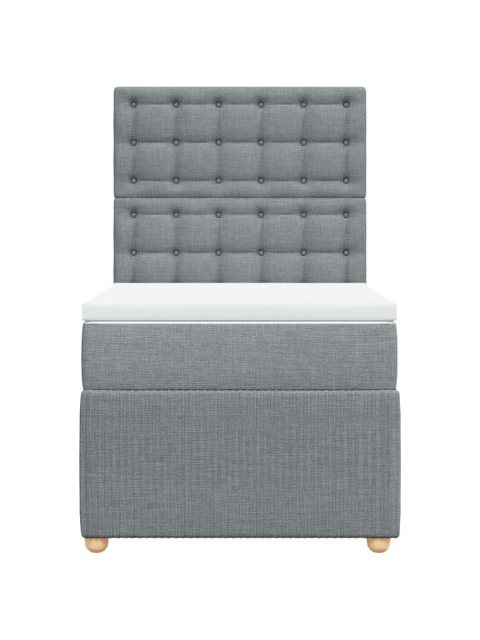 Box spring postel s matrací světle šedá 90x200 cm textil