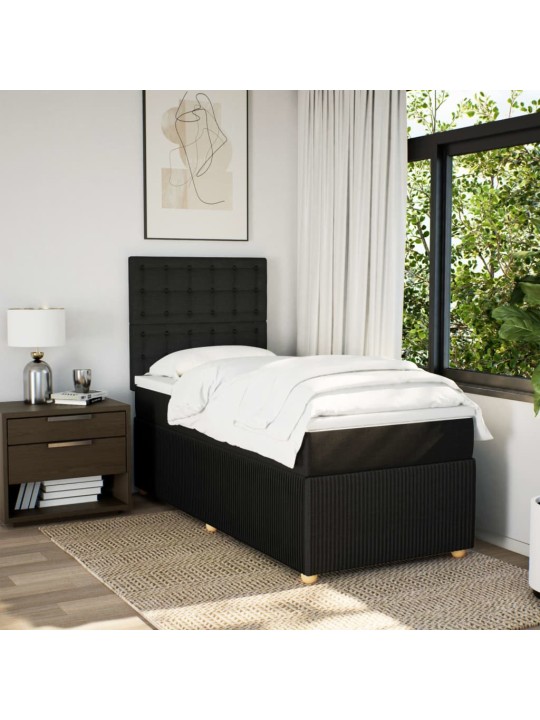 Box spring postel s matrací černá 90x200 cm textil