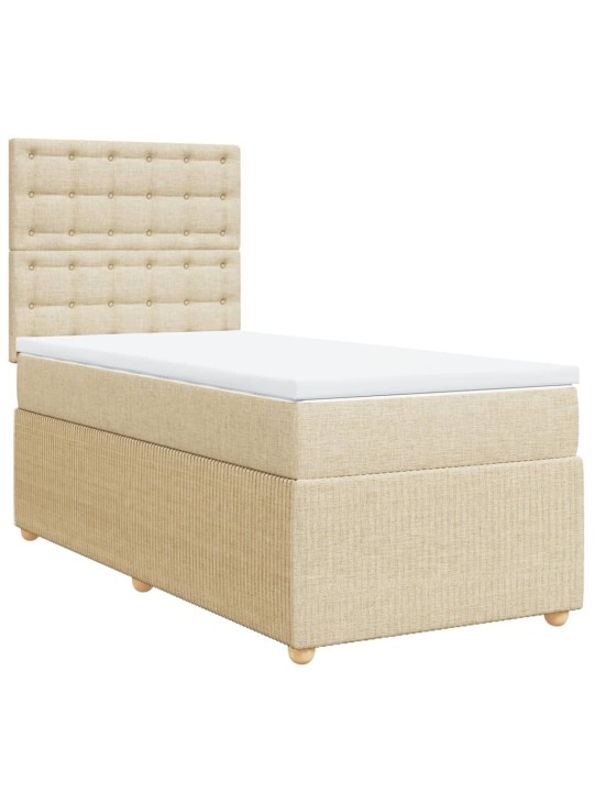 Box spring postel s matrací krémová 90x200 cm textil