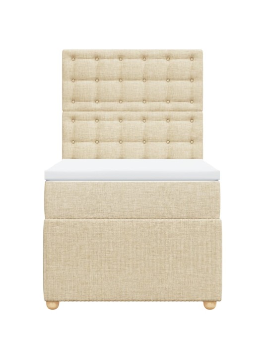 Box spring postel s matrací krémová 90x200 cm textil