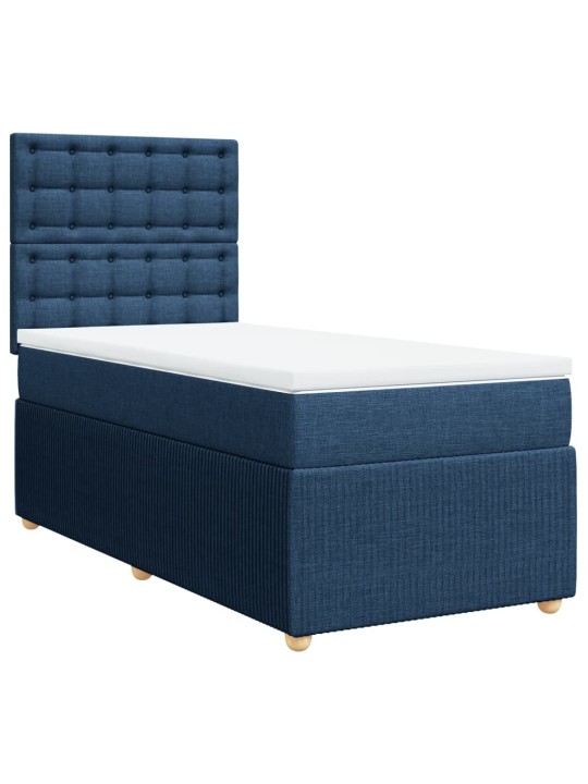 Box spring postel s matrací modrá 90x200 cm textil