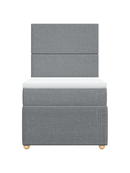 Box spring postel s matrací světle šedý 100 x 200 cm textil