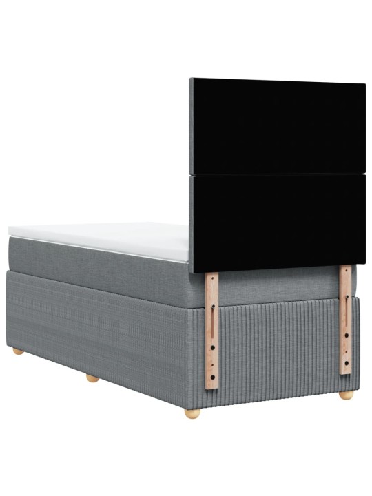 Box spring postel s matrací světle šedý 100 x 200 cm textil