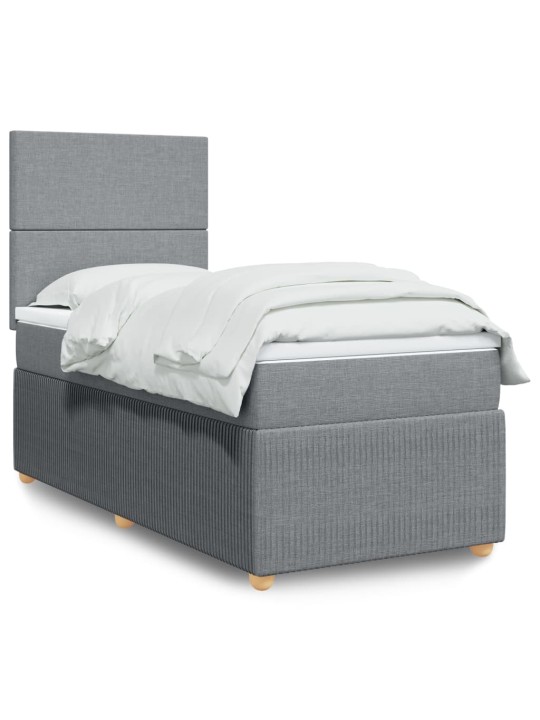 Box spring postel s matrací světle šedý 100 x 200 cm textil
