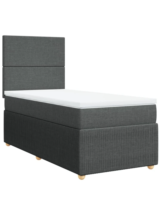 Box spring postel s matrací tmavě šedá 100 x 200 cm textil