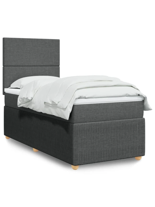 Box spring postel s matrací tmavě šedá 100 x 200 cm textil