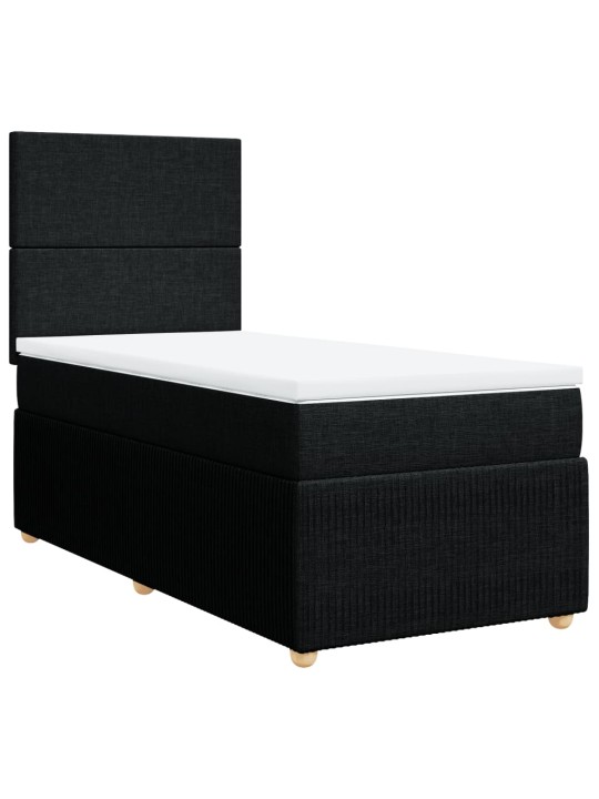 Box spring postel s matrací černá 100 x 200 cm textil