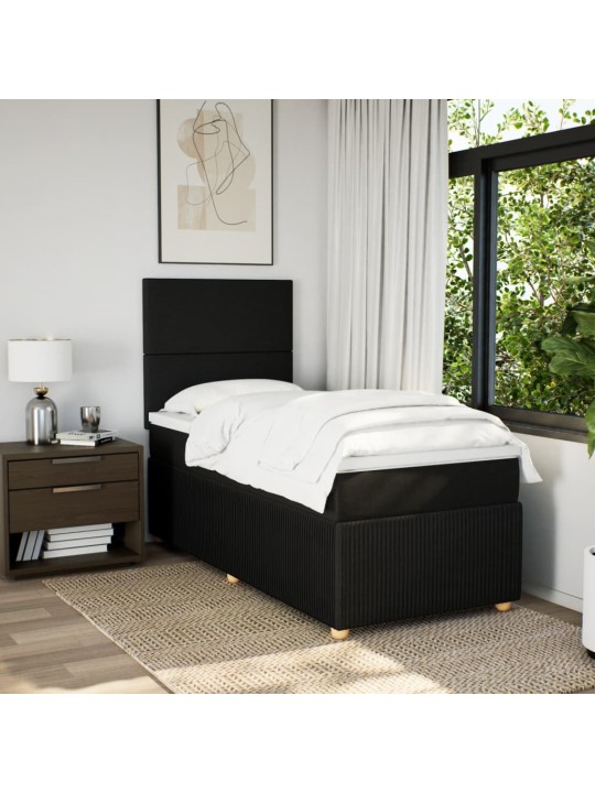 Box spring postel s matrací černá 100 x 200 cm textil