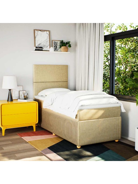 Box spring postel s matrací krémová 100 x 200 cm textil