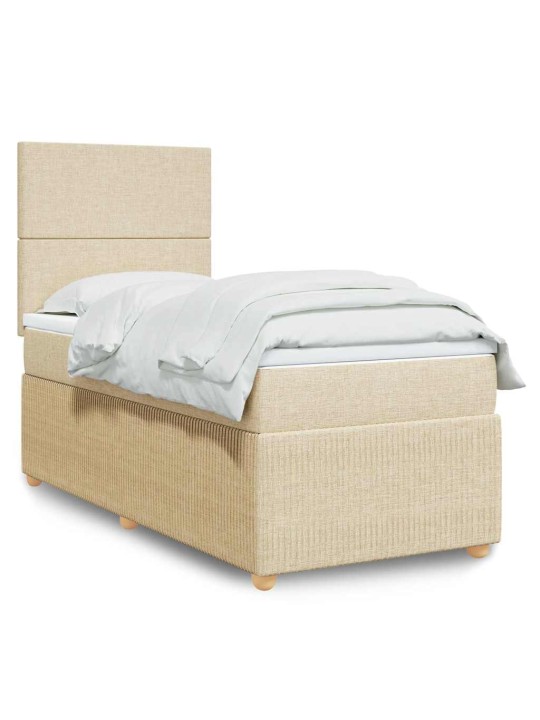 Box spring postel s matrací krémová 100 x 200 cm textil