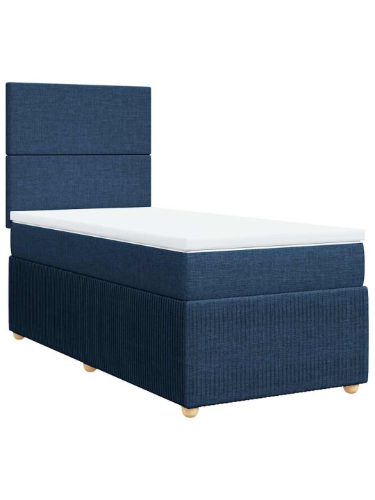 Box spring postel s matrací modrá 100 x 200 cm textil