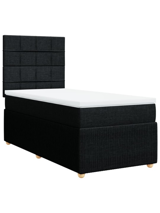 Box spring postel s matrací černá 100 x 200 cm textil