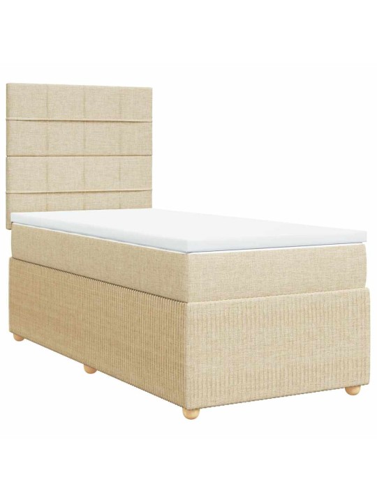 Box spring postel s matrací krémová 100 x 200 cm textil