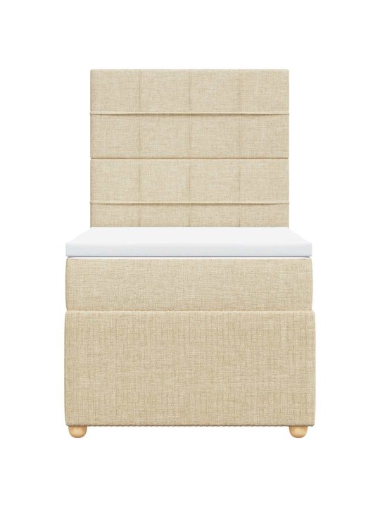 Box spring postel s matrací krémová 100 x 200 cm textil
