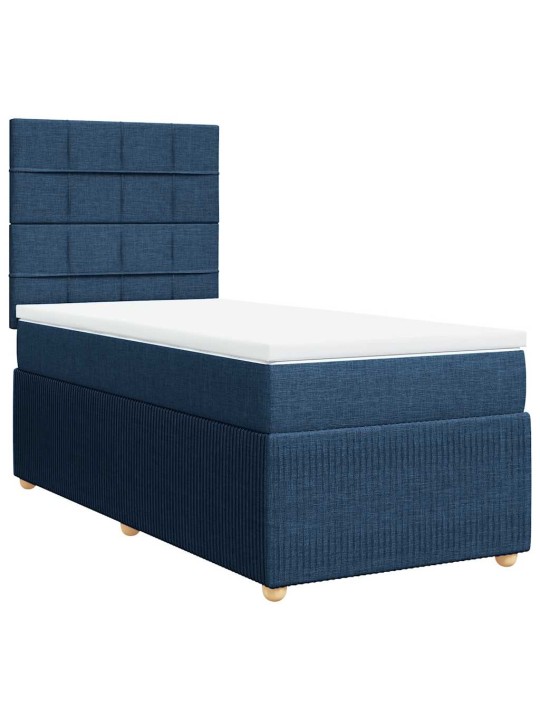 Box spring postel s matrací modrá 100 x 200 cm textil
